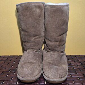 Womens BEARPAW Suede Sheep Skin Boots Size 8 Wool Blend Lining TPR Outsole